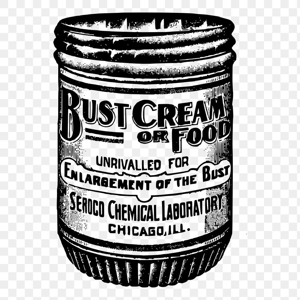 Bust cream jar png sticker, vintage illustration on transparent background. Free public domain CC0 image.