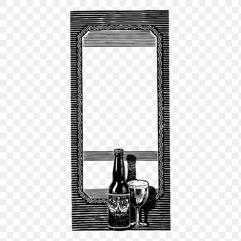 Beer frame png sticker, vintage illustration on transparent background. Free public domain CC0 image.