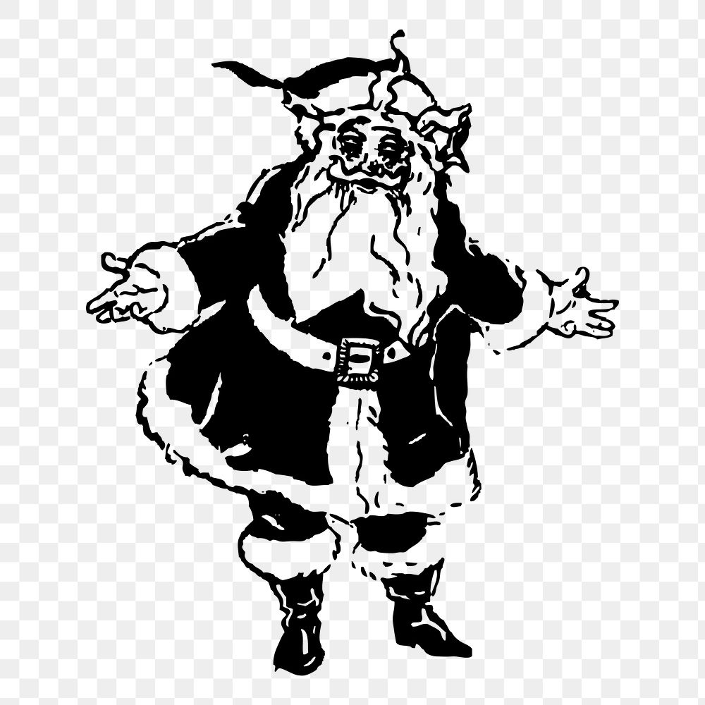 Santa Claus png sticker, vintage Christmas illustration on transparent background. Free public domain CC0 image.