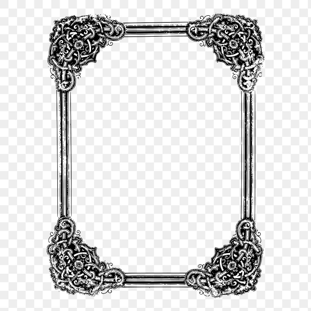 Ornate frame png sticker, vintage illustration on transparent background. Free public domain CC0 image.