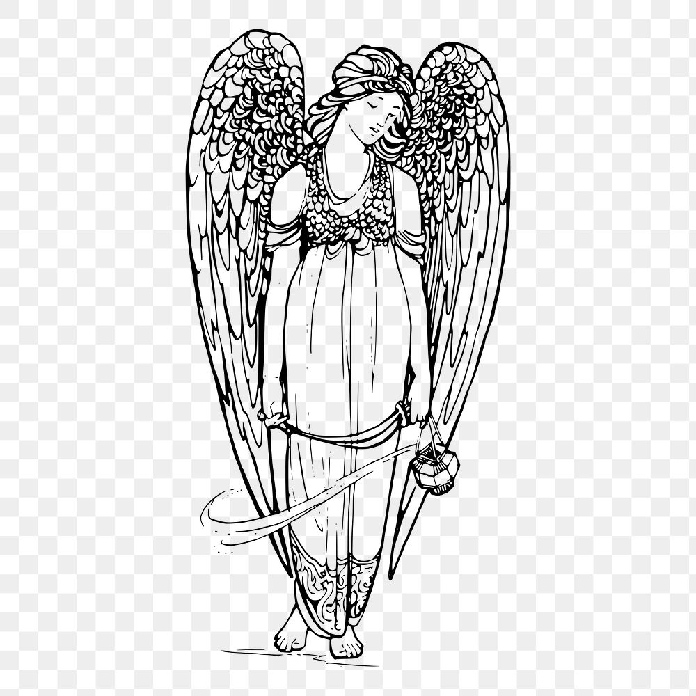 Angel png sticker, vintage mythical creature illustration on transparent background. Free public domain CC0 image.