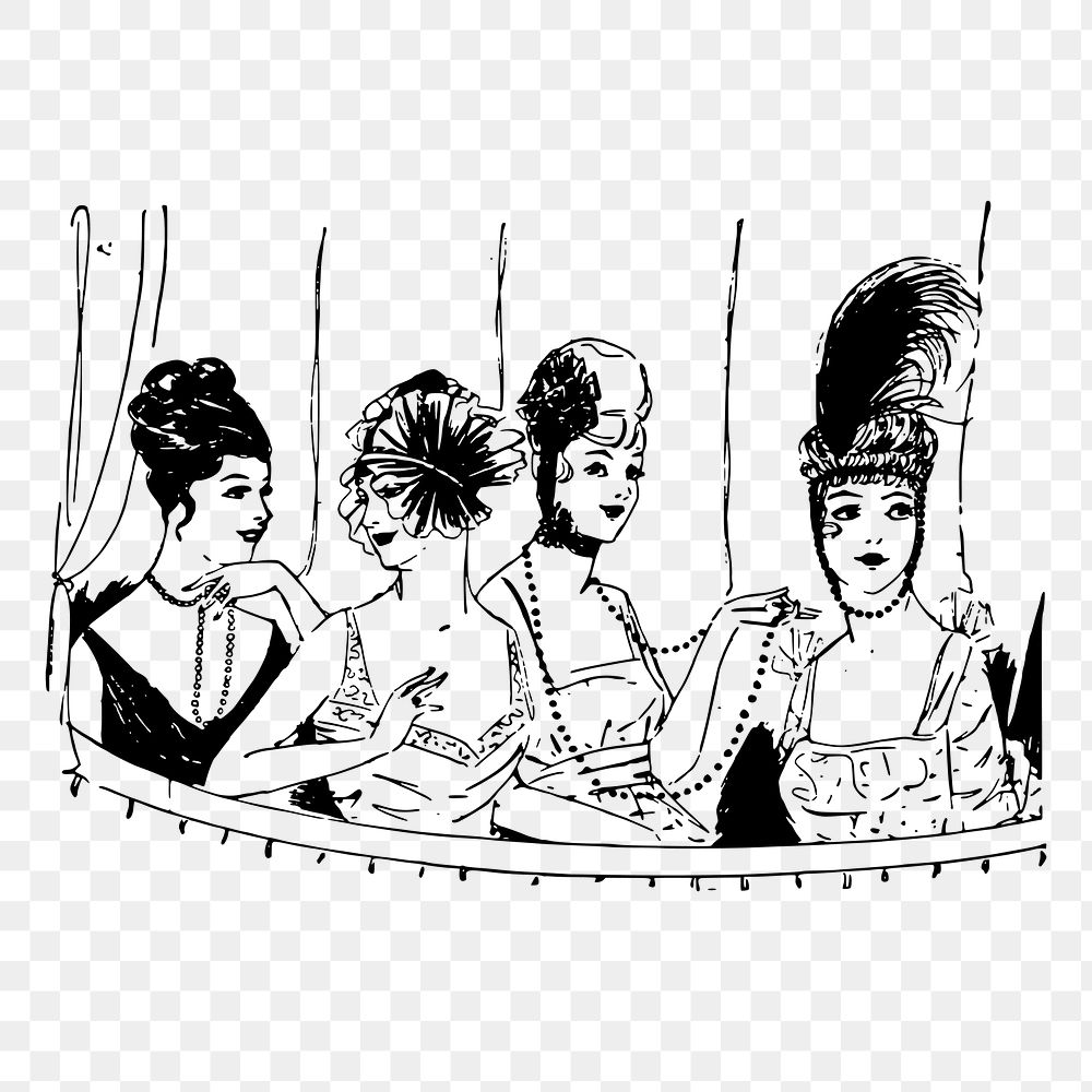 Classy ladies png sticker, vintage fashion illustration on transparent background. Free public domain CC0 image.