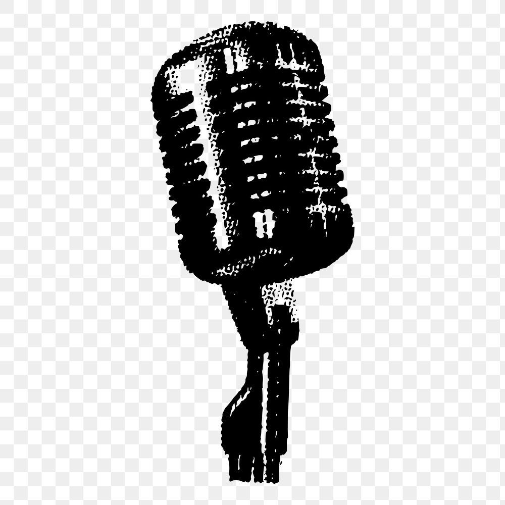 Vintage microphone png sticker, music illustration on transparent background. Free public domain CC0 image.