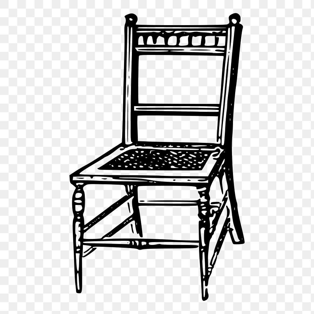Wooden chair png sticker, vintage furniture illustration on transparent background. Free public domain CC0 image.