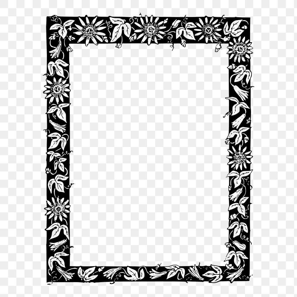 Floral frame png sticker vintage illustration, transparent background. Free public domain CC0 image.