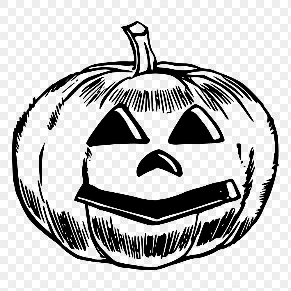 Halloween pumpkin png sticker jack o' lantern illustration, transparent background. Free public domain CC0 image.