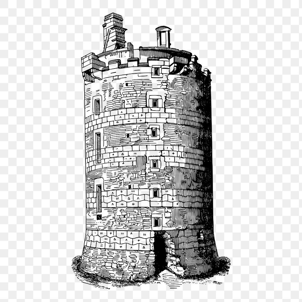 Fort tower png sticker illustration, transparent background. Free public domain CC0 image