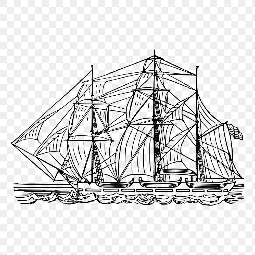 Sailing ship png sticker illustration, transparent background. Free public domain CC0 image