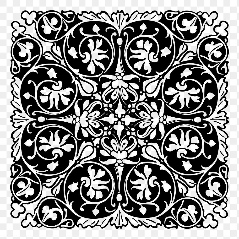 PNG elegant square decorative sticker illustration, transparent background. Free public domain CC0 image