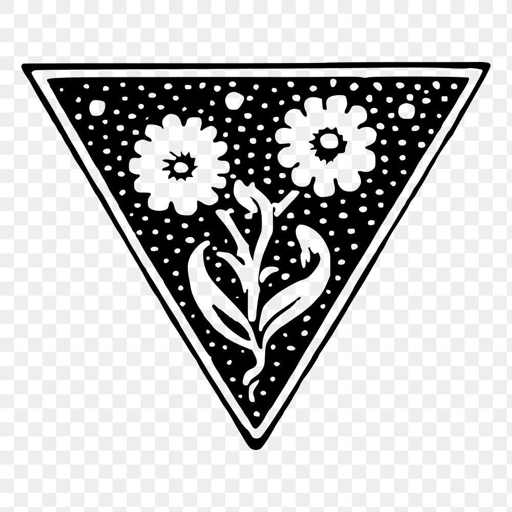 Triangle floral decorative png sticker illustration, transparent background. Free public domain CC0 image