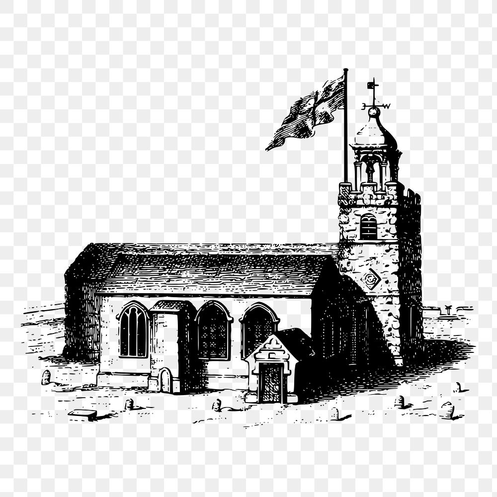 Church architecture png sticker illustration, transparent background. Free public domain CC0 image