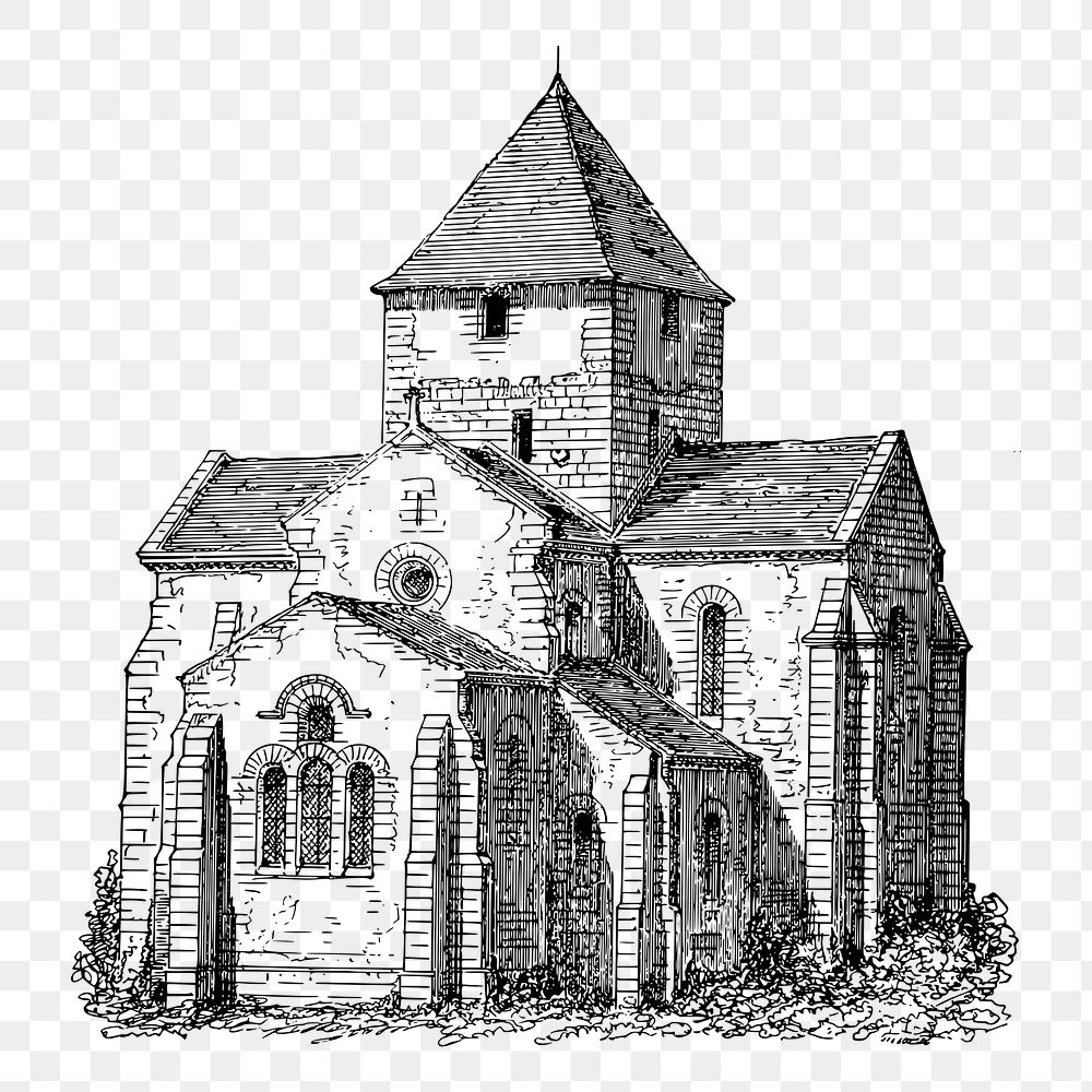 Church architecture png sticker illustration, transparent background. Free public domain CC0 image