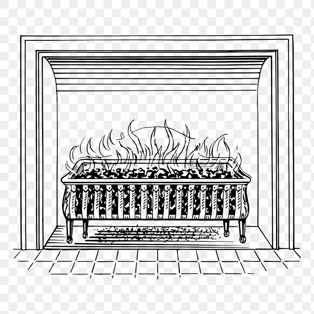 Fireplace png sticker illustration, transparent background. Free public domain CC0 image.