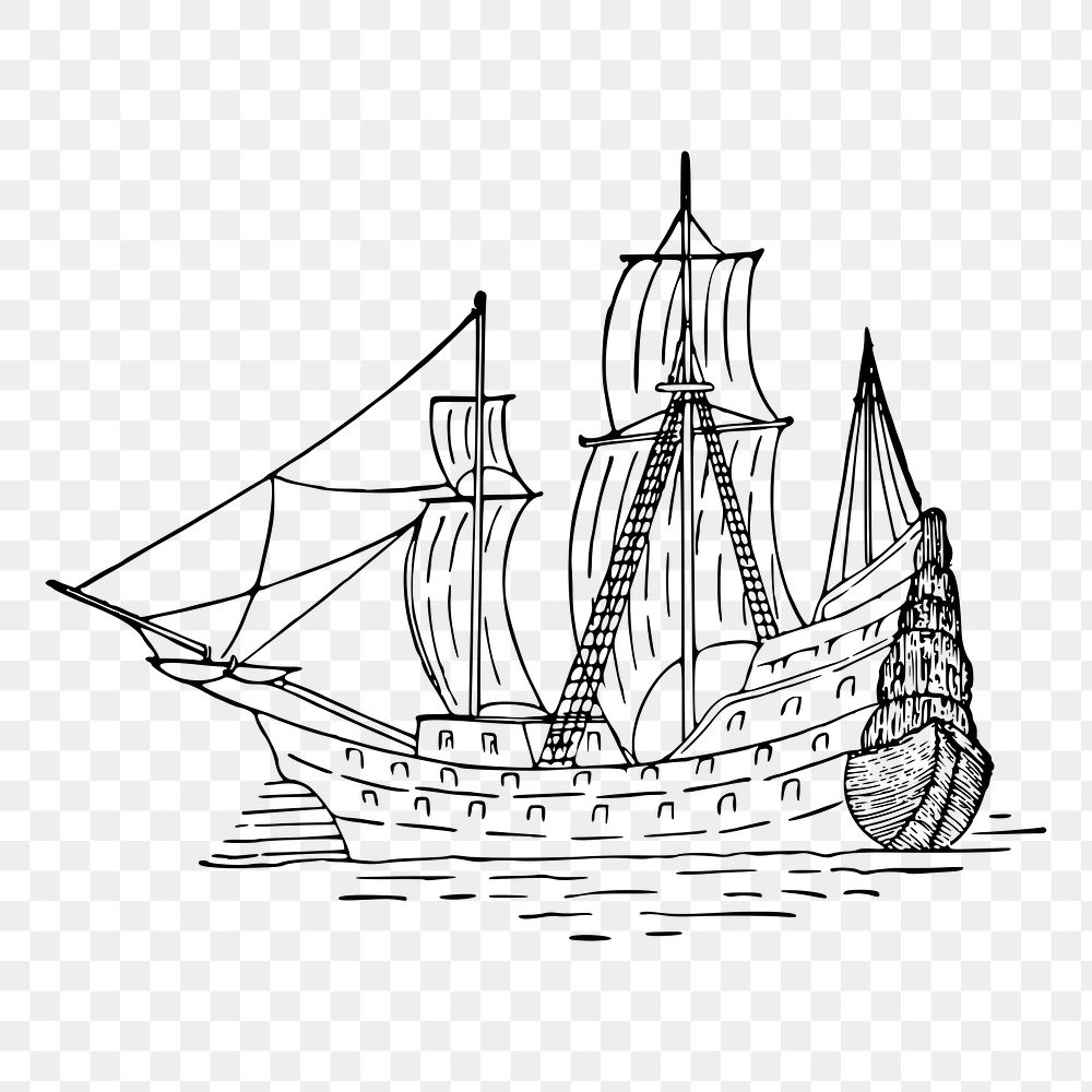 Sailing ship png sticker illustration, transparent background. Free public domain CC0 image.