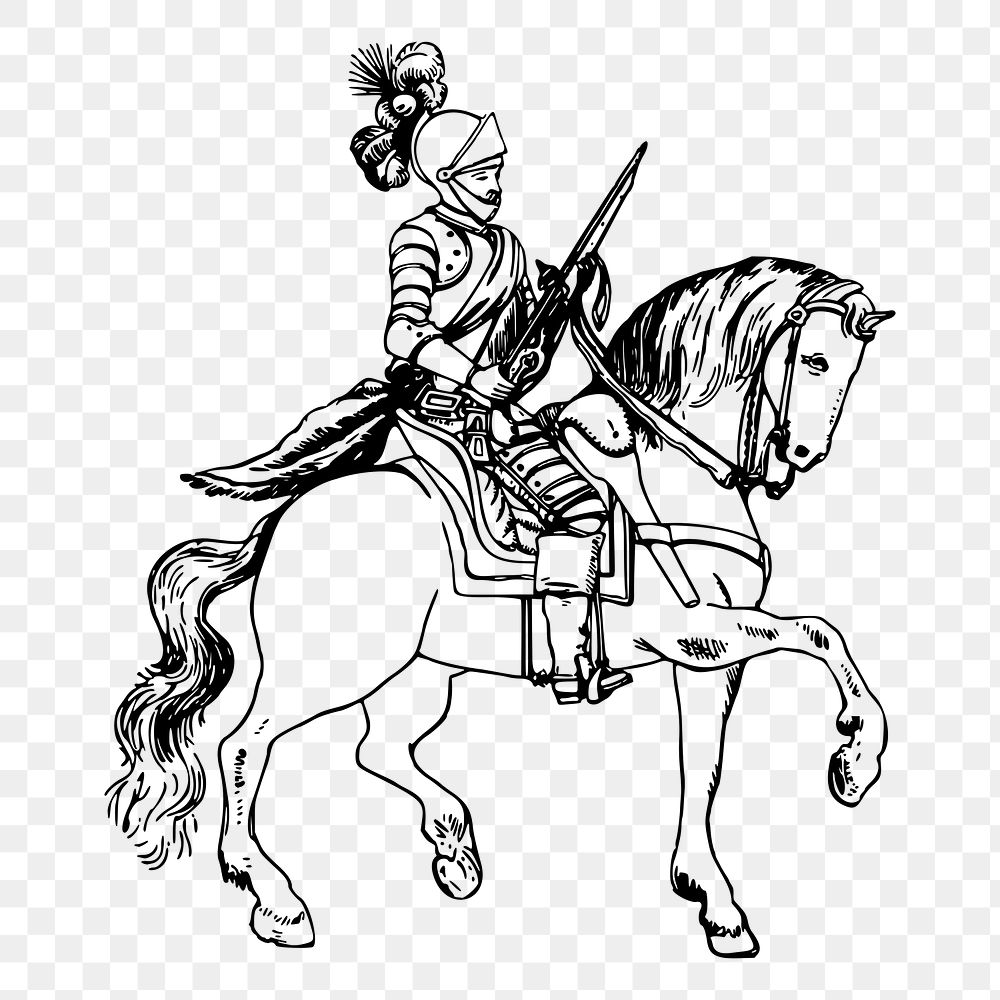 Medieval knight png sticker illustration, transparent background. Free public domain CC0 image.