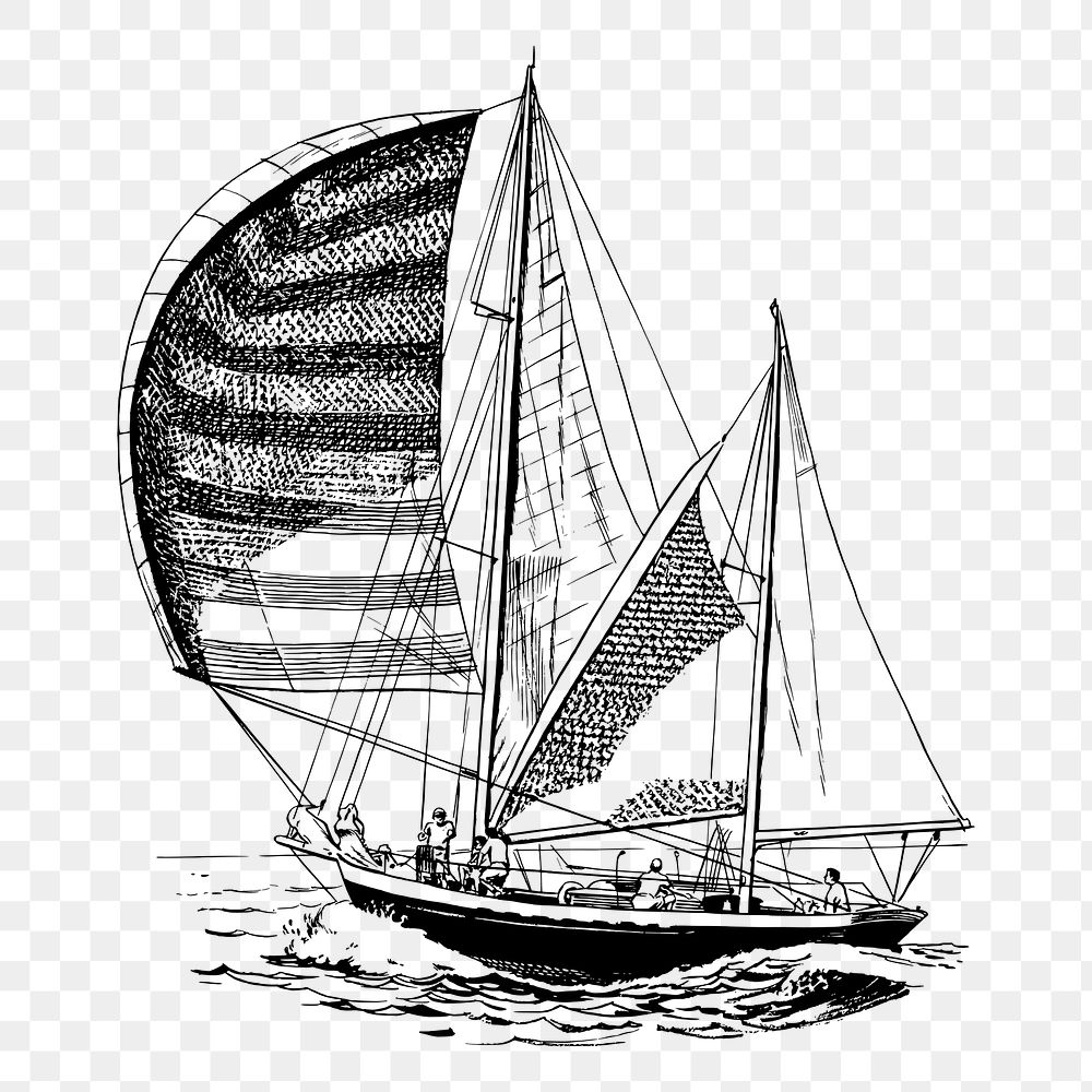 Sailboat png sticker illustration, transparent background. Free public domain CC0 image.
