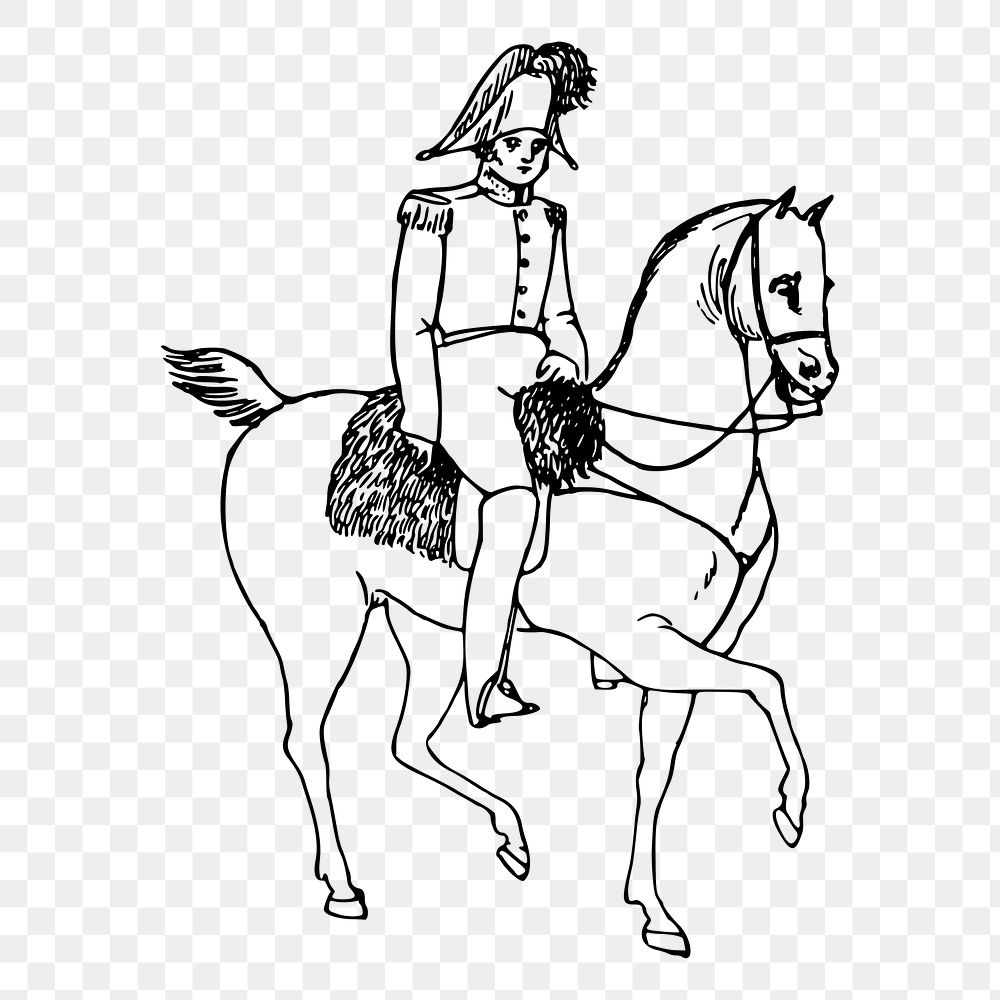 Png nobleman on horseback riding sticker illustration, transparent background. Free public domain CC0 image.