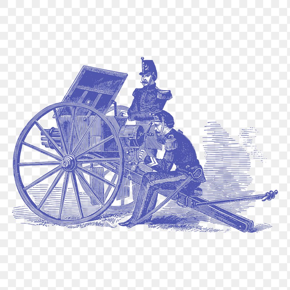Cannon soldiers png sticker illustration, transparent background. Free public domain CC0 image.