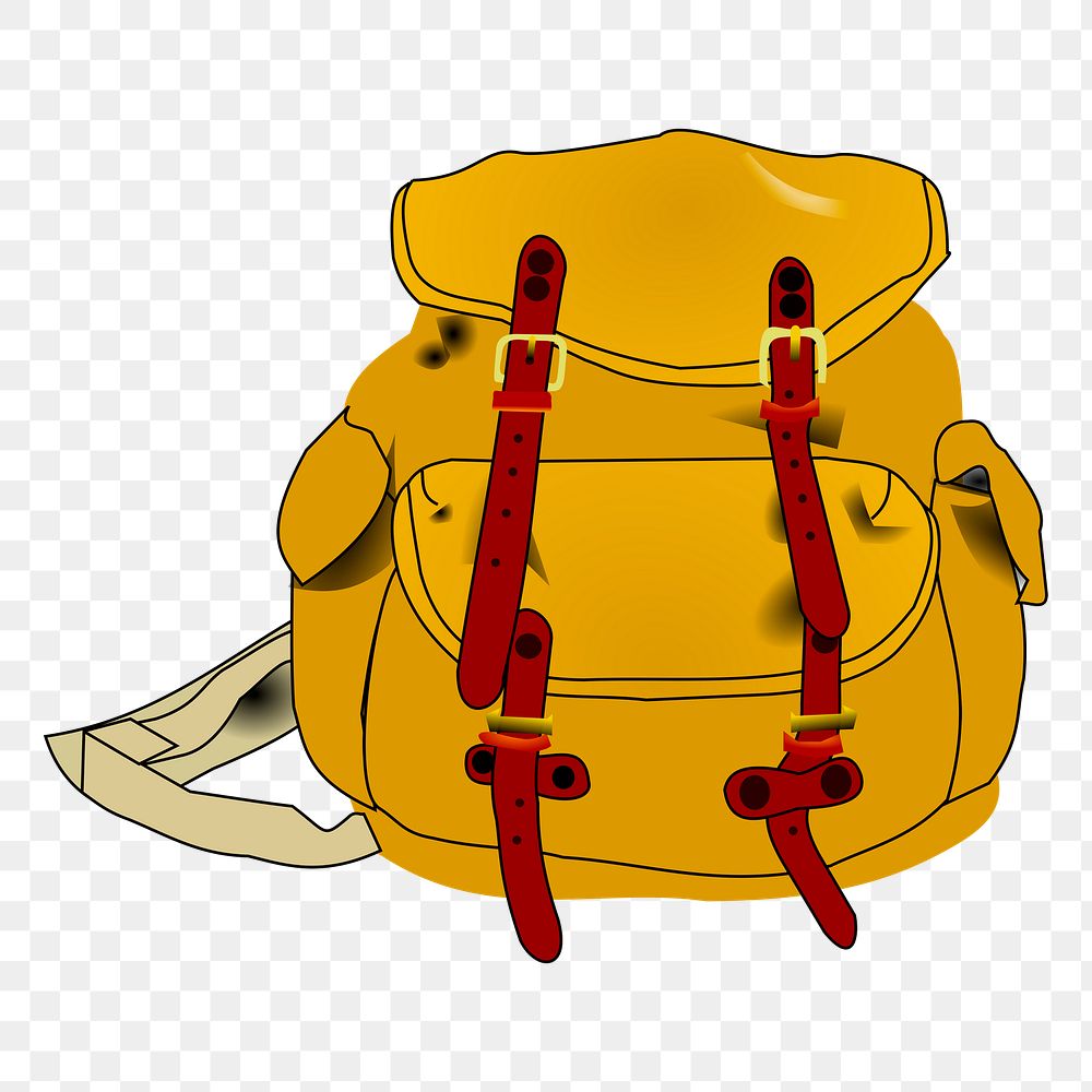 Yellow backpack png sticker, fashion illustration on transparent background. Free public domain CC0 image.