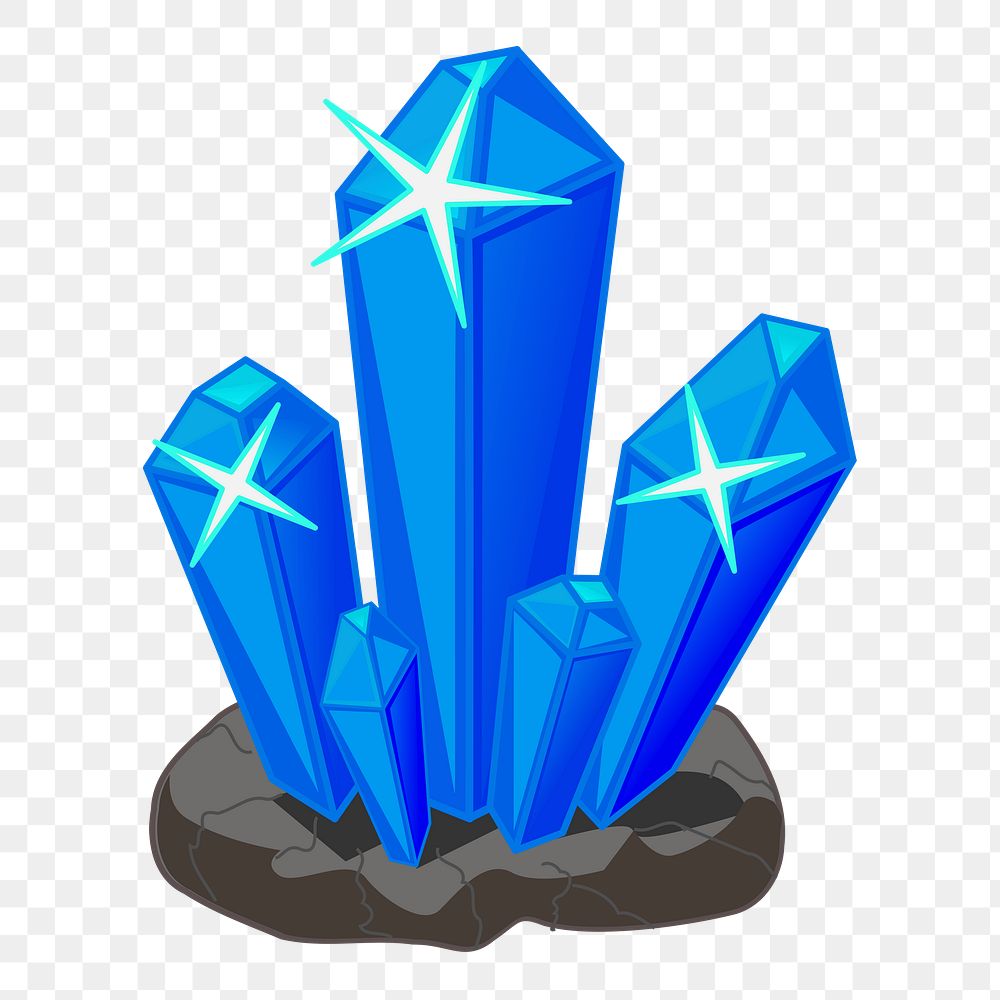 Blue crystals png sticker, minerals illustration on transparent background. Free public domain CC0 image.