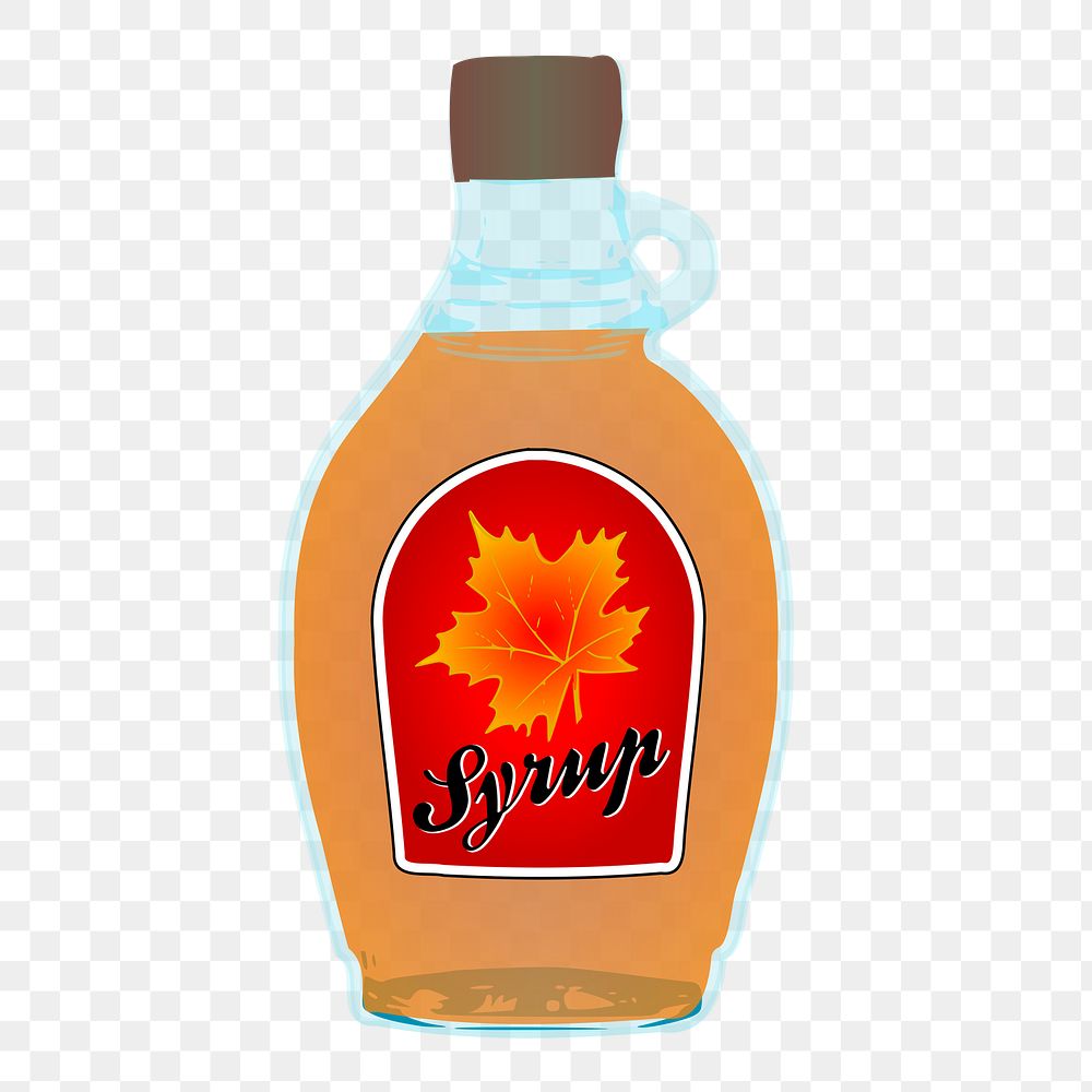 Maple syrup bottle png sticker, food illustration on transparent background. Free public domain CC0 image.