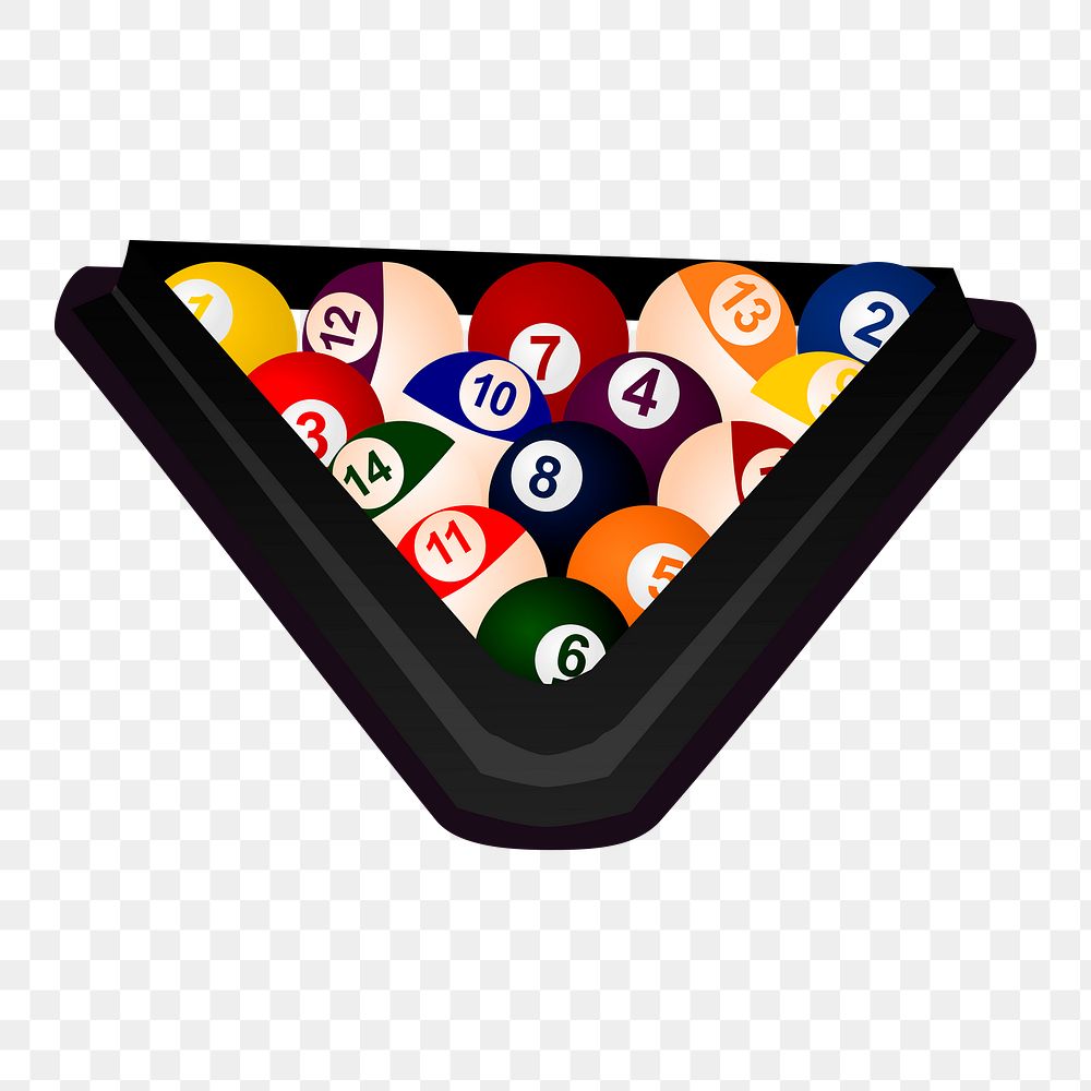 Billiard balls set png sticker, sport equipment illustration on transparent background. Free public domain CC0 image.