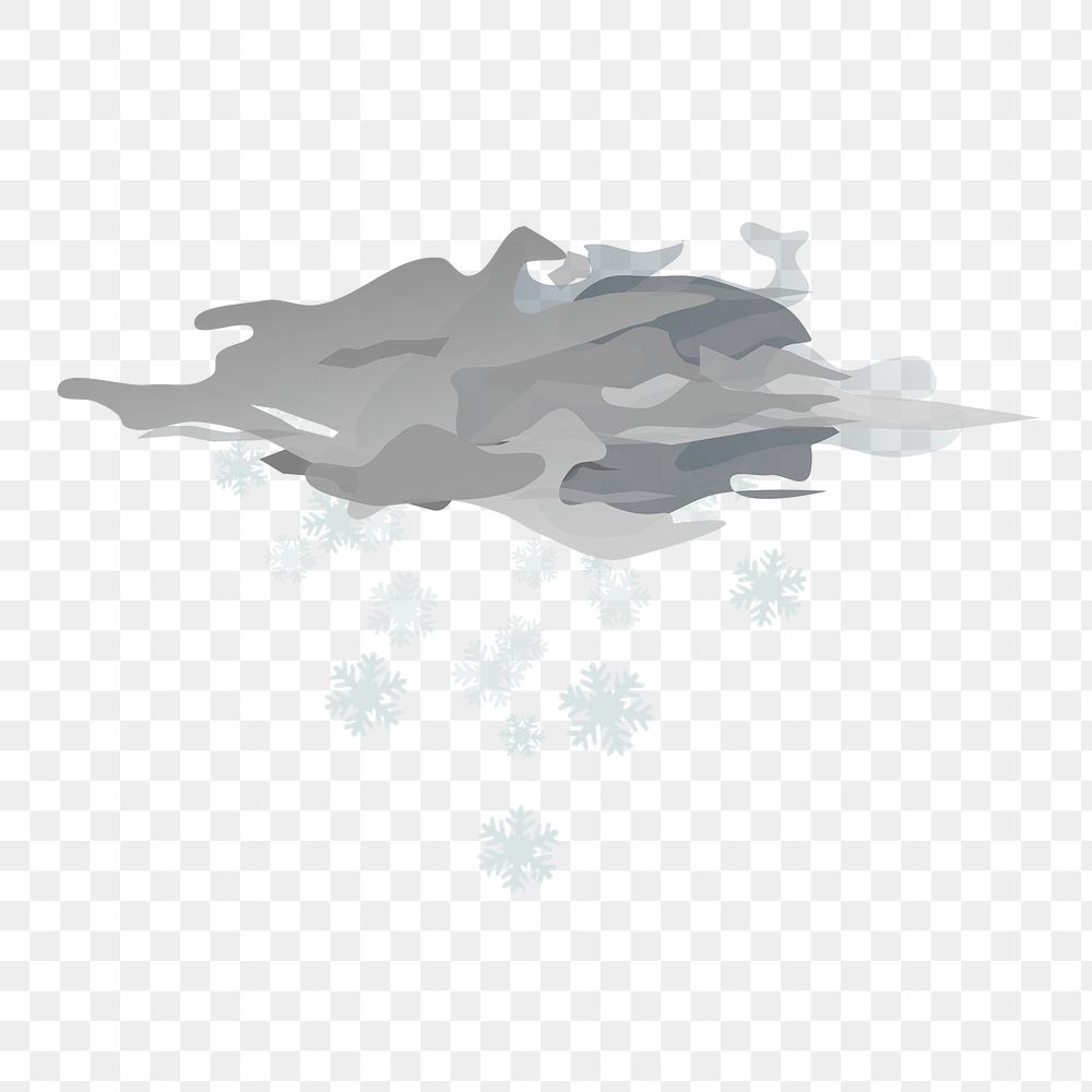 Snowing cloud png sticker, weather illustration on transparent background. Free public domain CC0 image.