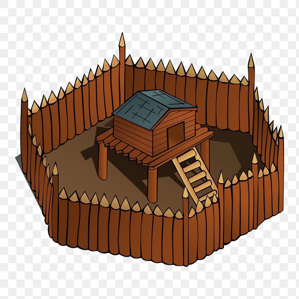 Medieval fortress png sticker, gaming illustration on transparent background. Free public domain CC0 image.
