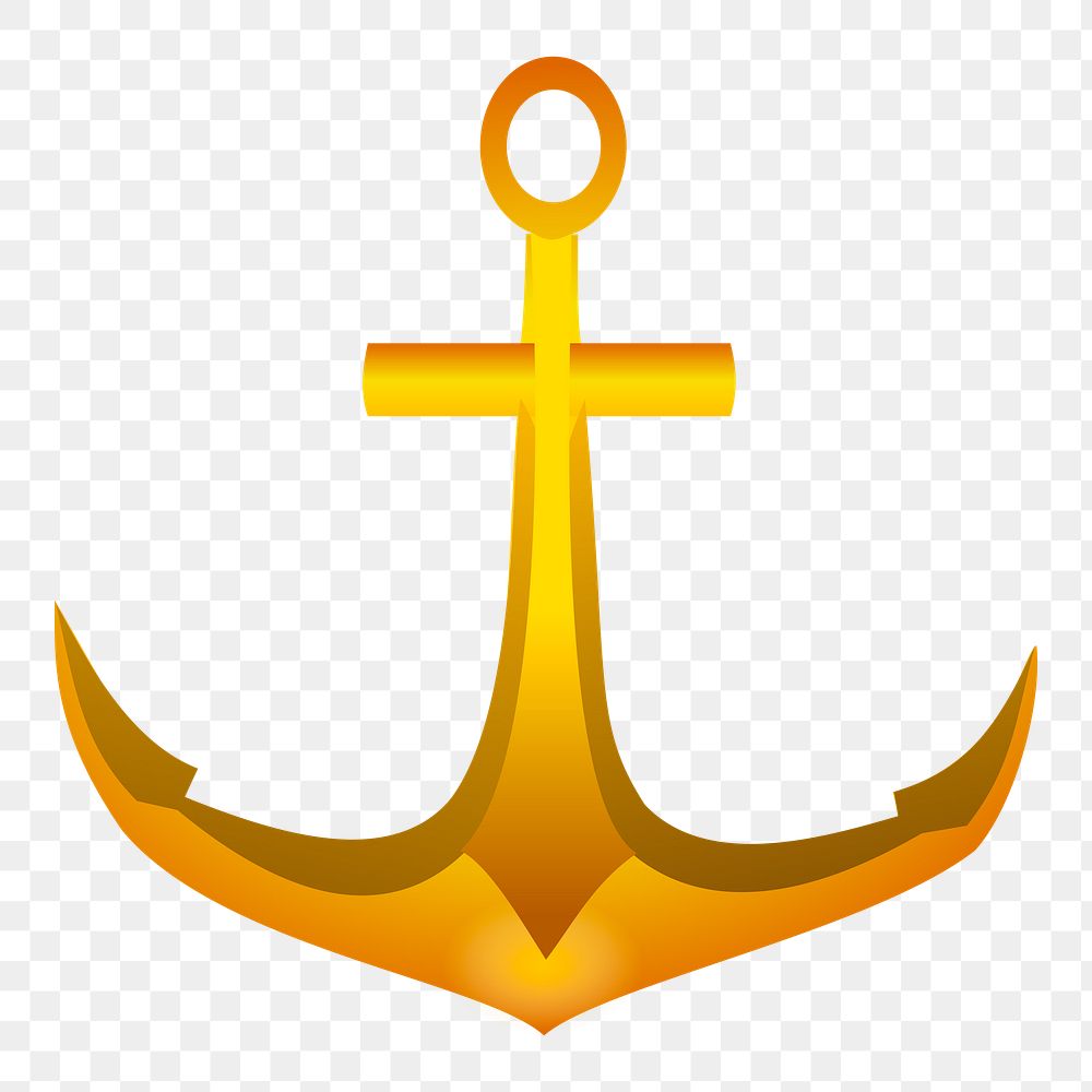 Gold anchor png sticker, object illustration on transparent background. Free public domain CC0 image.