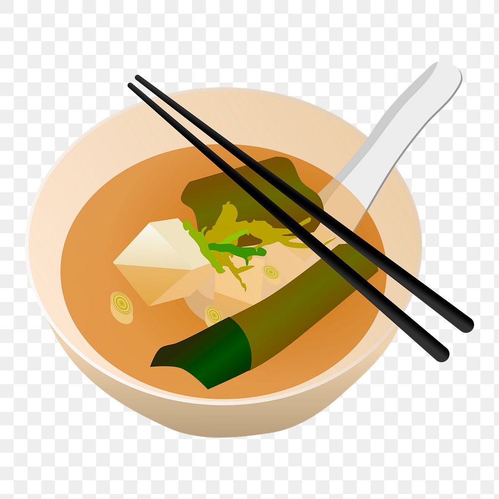 Miso soup png sticker, Japanese food illustration on transparent background. Free public domain CC0 image.