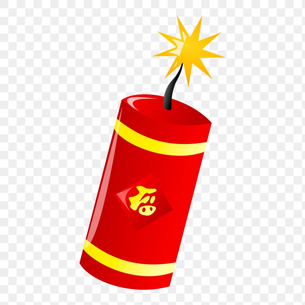 Firecracker png sticker, explosive illustration on transparent background. Free public domain CC0 image.