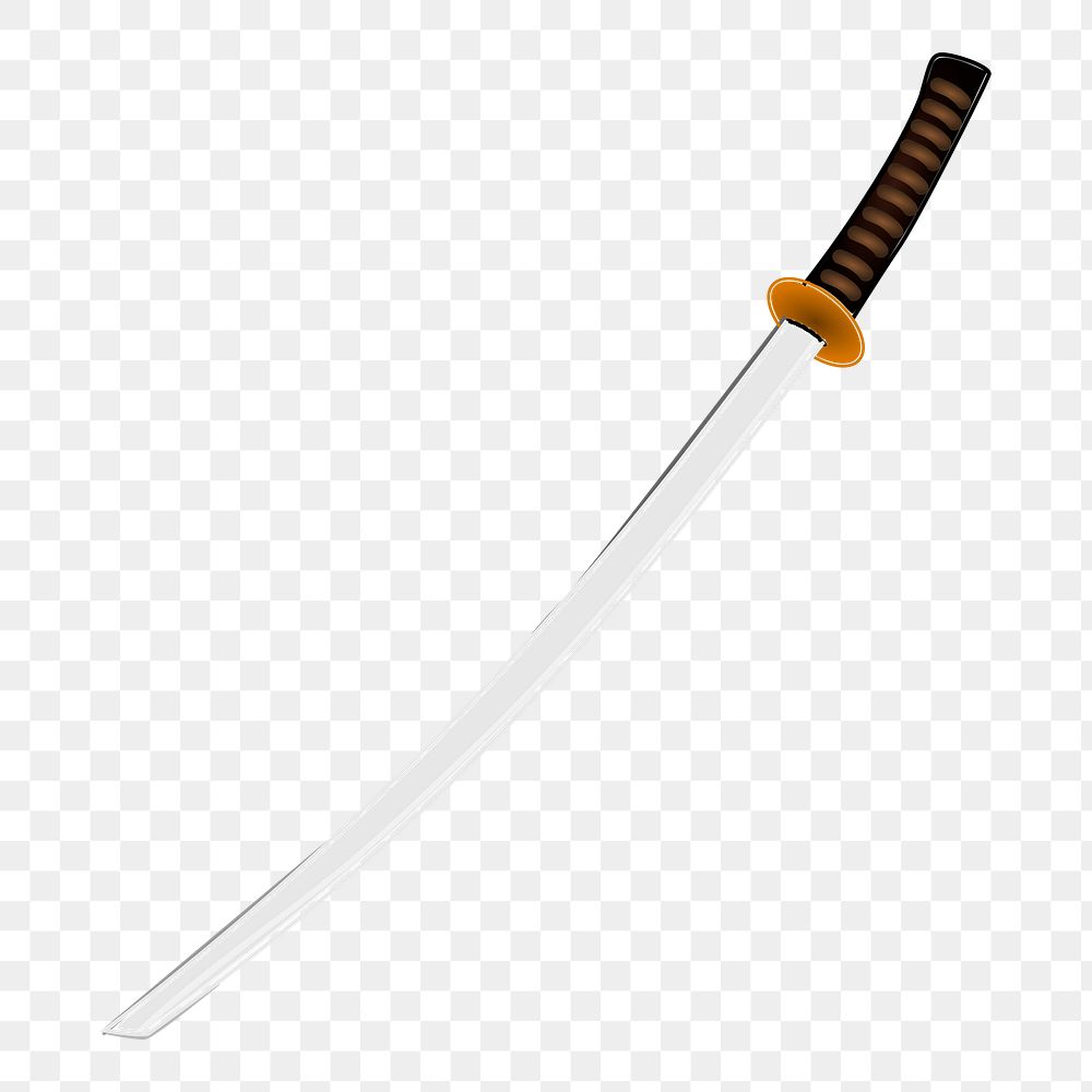 Katana sword png sticker, weapon illustration on transparent background. Free public domain CC0 image.