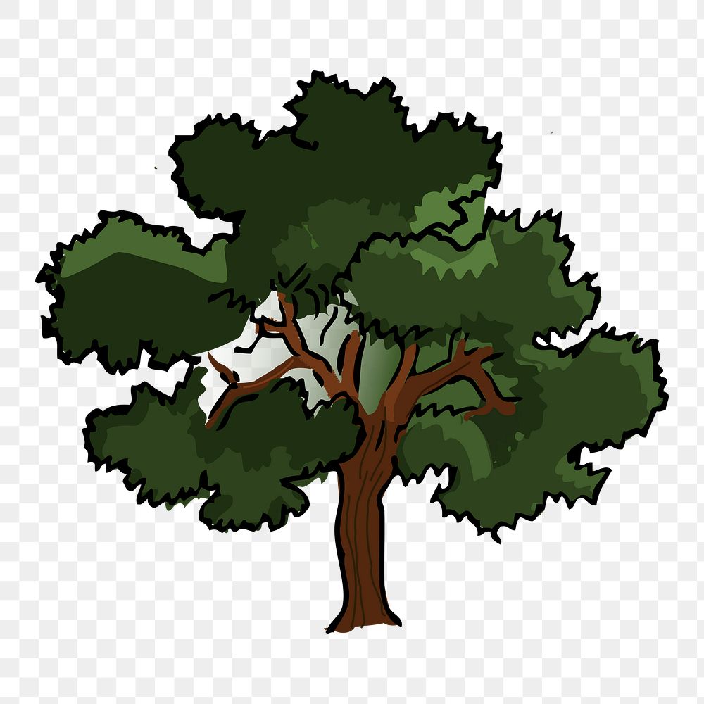 Lone tree png sticker, botanical illustration on transparent background. Free public domain CC0 image.