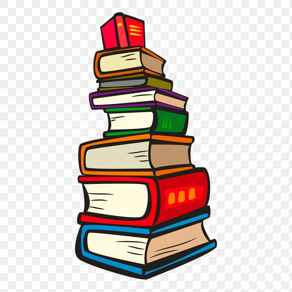 Stacked books png sticker, stationery illustration on transparent background. Free public domain CC0 image.