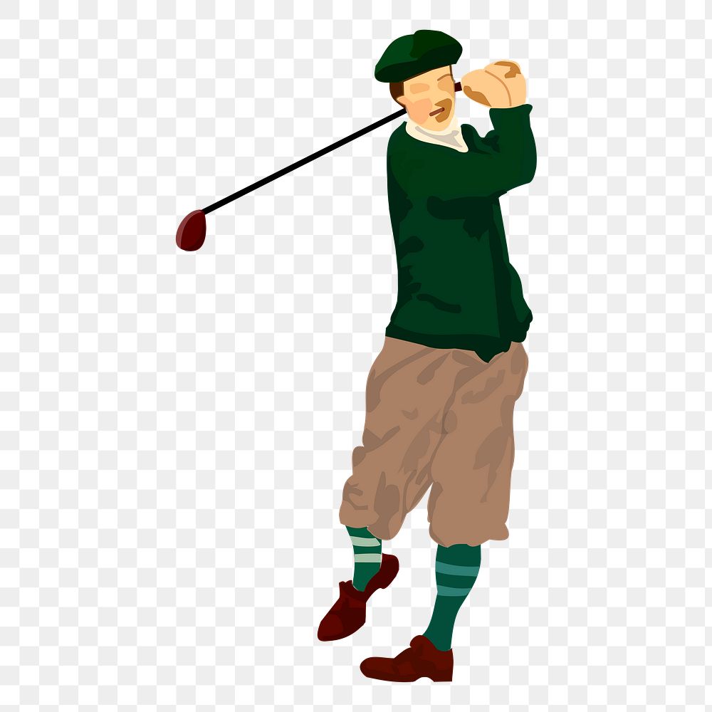 Male golfer png sticker, sport illustration on transparent background. Free public domain CC0 image.