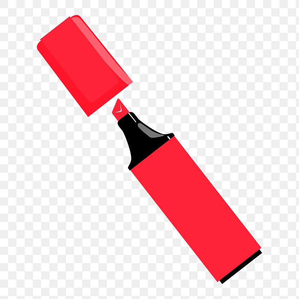 PNG red highlighter marker sticker, stationery illustration on transparent background. Free public domain CC0 image.