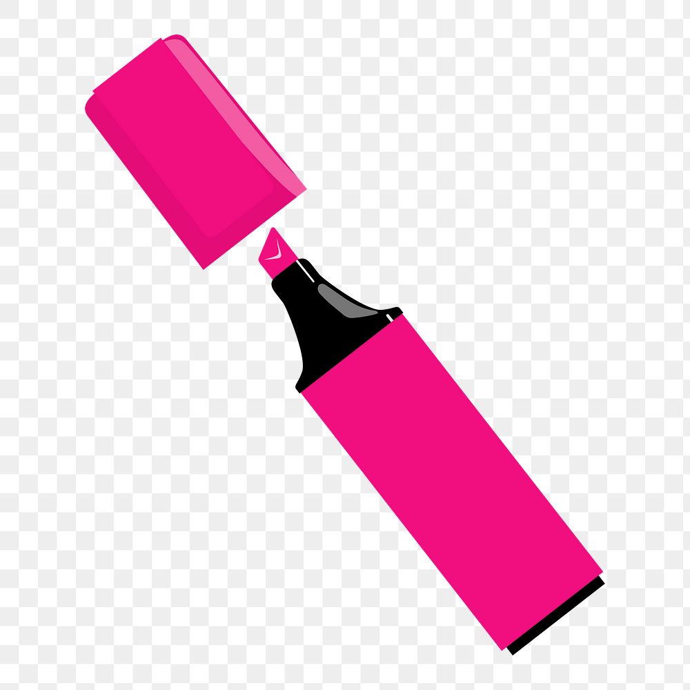 PNG pink highlighter marker sticker, stationery illustration on transparent background. Free public domain CC0 image.