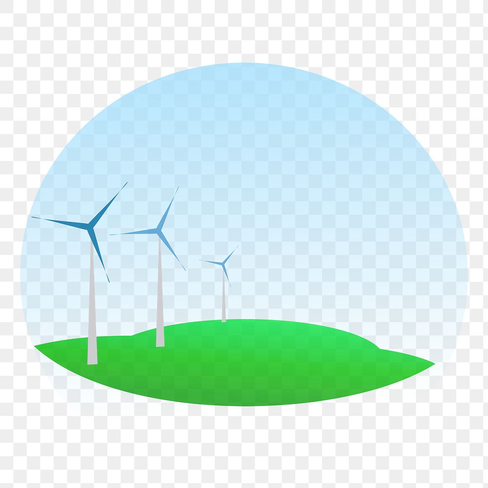 Wind farm png sticker, environment illustration on transparent background. Free public domain CC0 image.