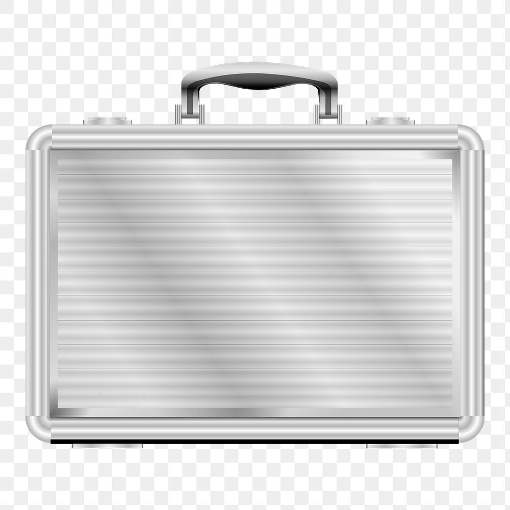 Metallic suitcase png sticker, object illustration on transparent background. Free public domain CC0 image.