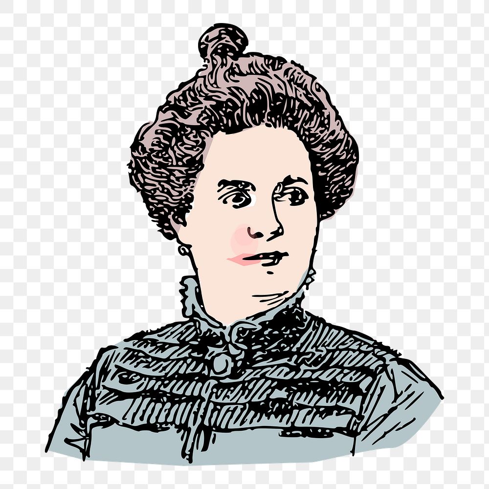 Victorian woman png sticker, vintage portrait illustration on transparent background. Free public domain CC0 image.