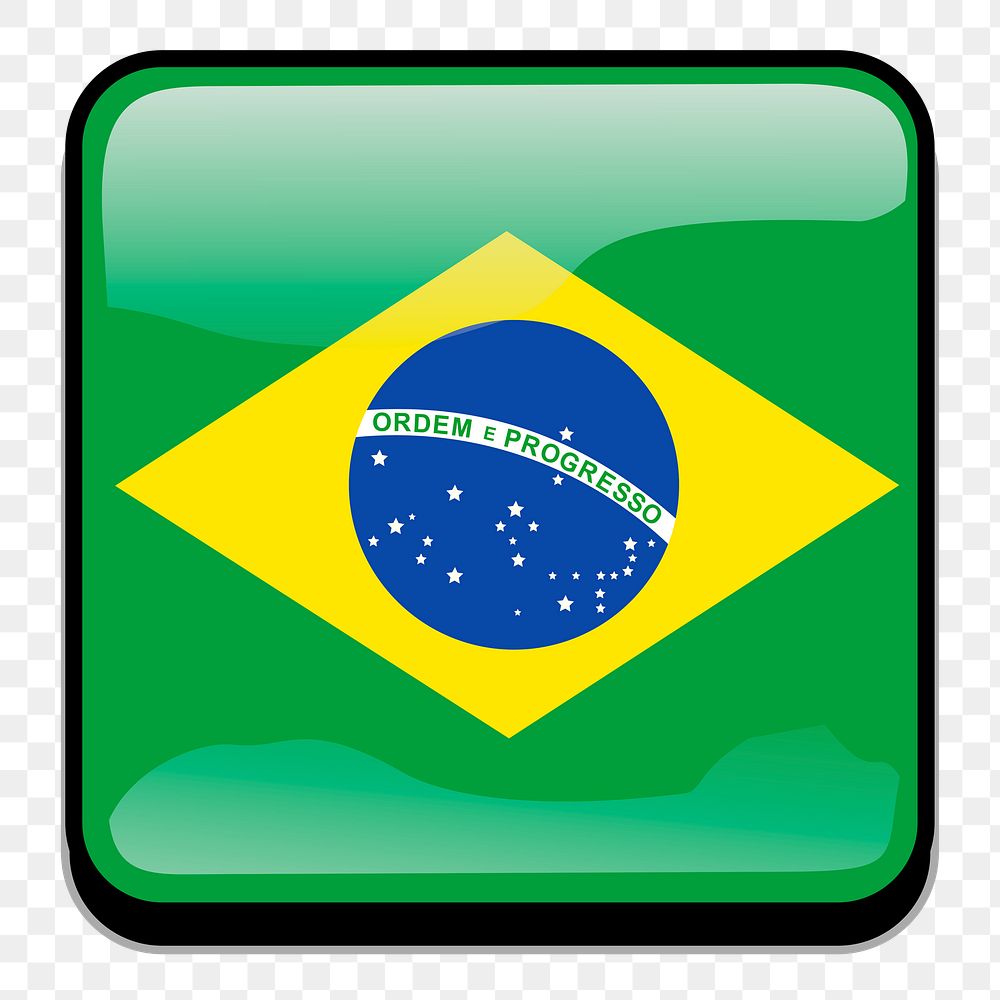 Brazil flag png sticker, icon illustration on transparent background. Free public domain CC0 image.