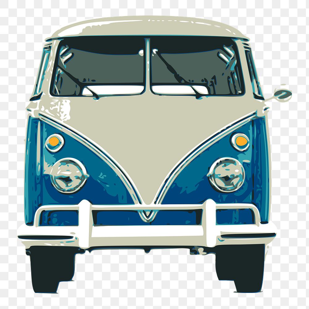 Vintage campervan png sticker, vehicle illustration on transparent background. Free public domain CC0 image.