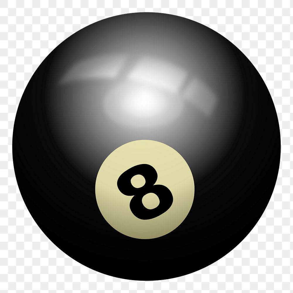 8 billiard ball png sticker, sport equipment illustration on transparent background. Free public domain CC0 image.