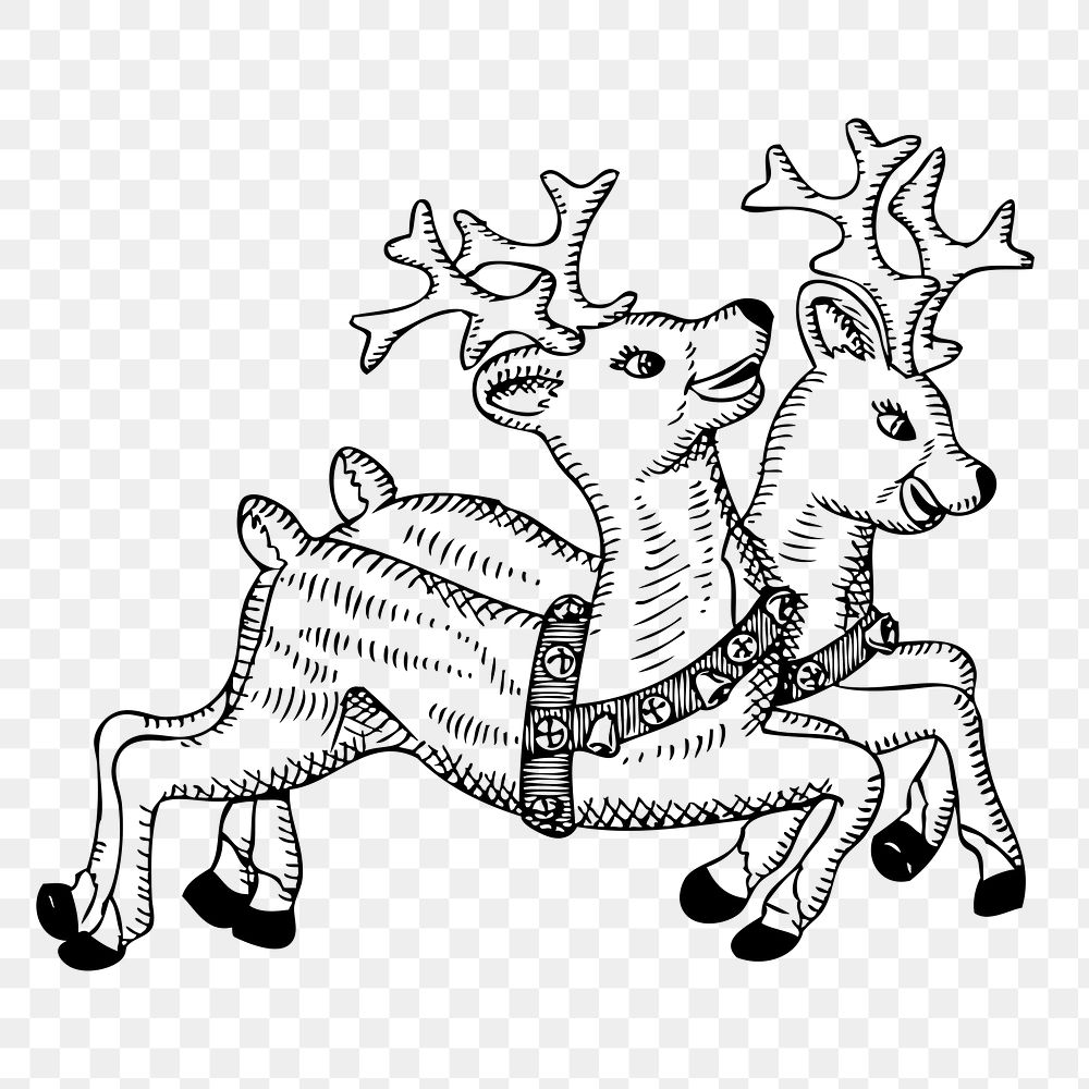 Christmas reindeers png sticker animal illustration, transparent background. Free public domain CC0 image