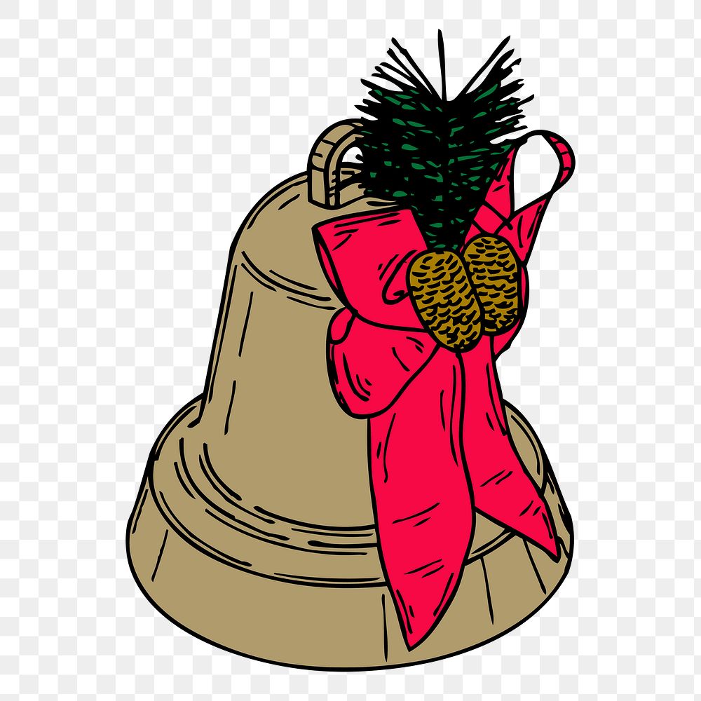 Christmas bell png sticker festive illustration, transparent background. Free public domain CC0 image