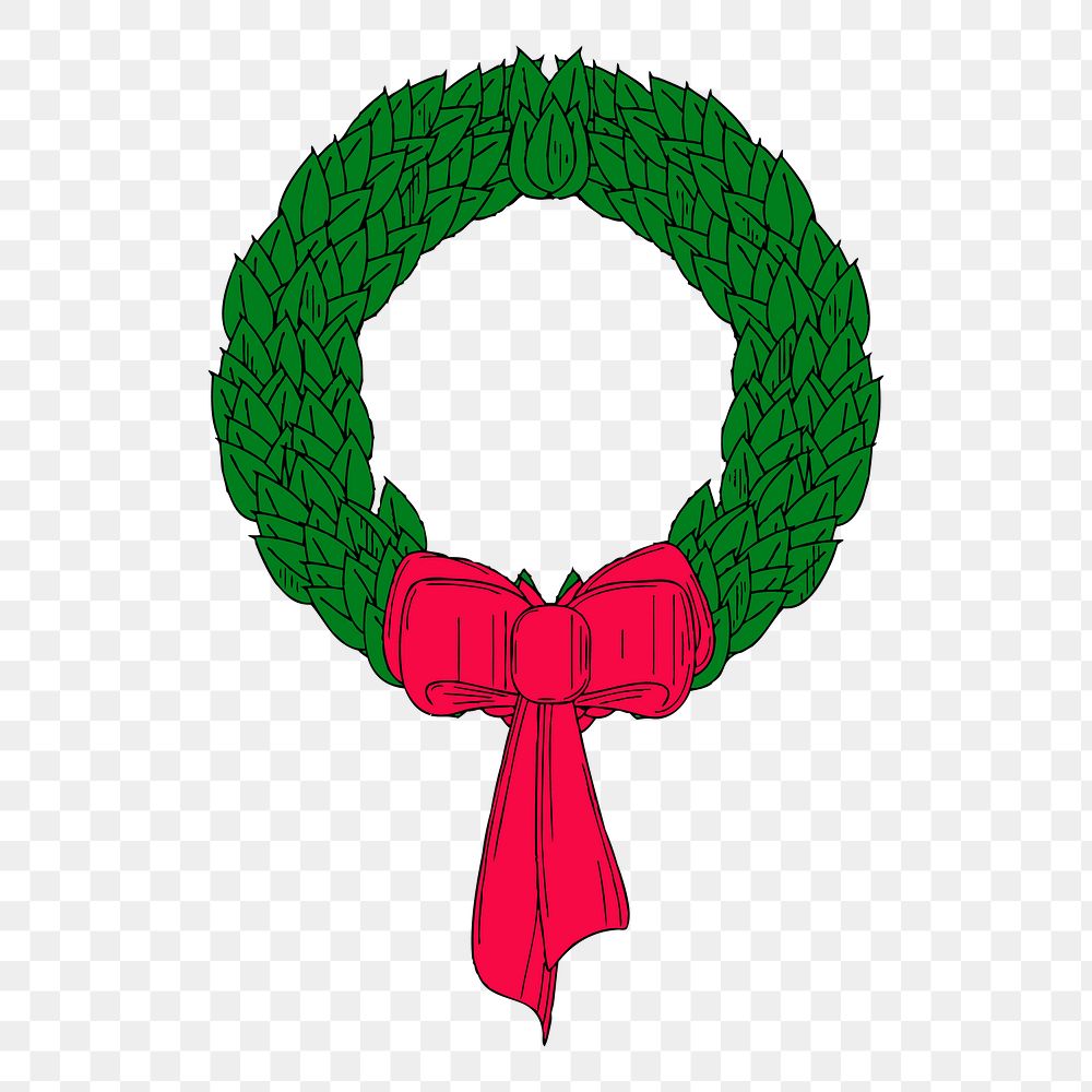 Christmas wreath png sticker, festive decoration illustration, transparent background. Free public domain CC0 image