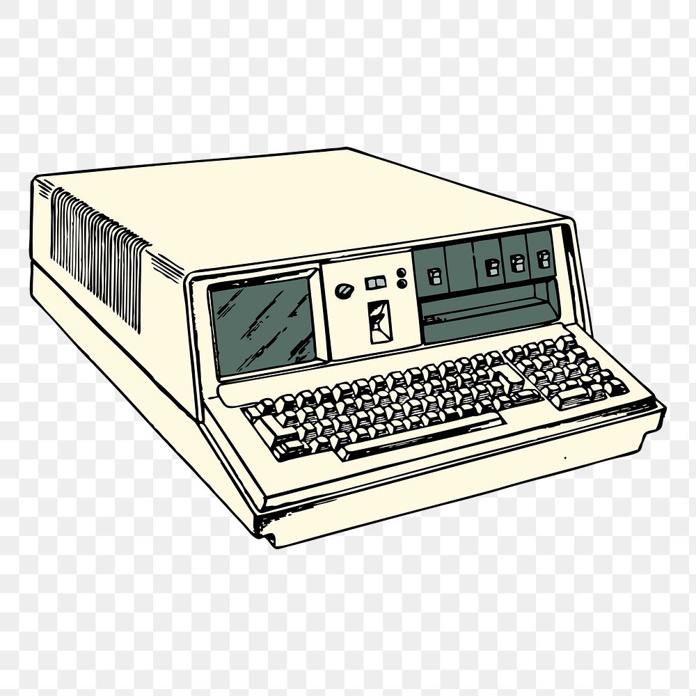 Old computer png sticker illustration, transparent background. Free public domain CC0 image.