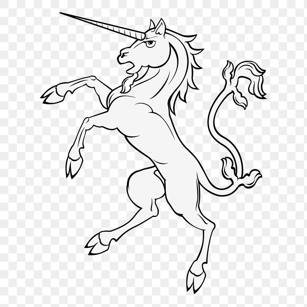 Rearing unicorn png sticker, animal illustration, transparent background. Free public domain CC0 image