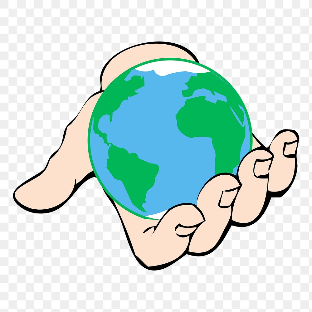 Globe in hand png sticker, environment illustration, transparent background. Free public domain CC0 image