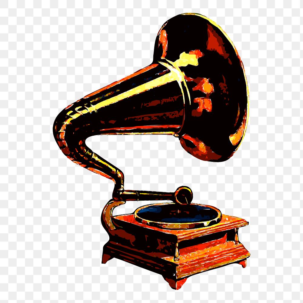Gramophone png sticker, vinyl record player illustration, transparent background. Free public domain CC0 image